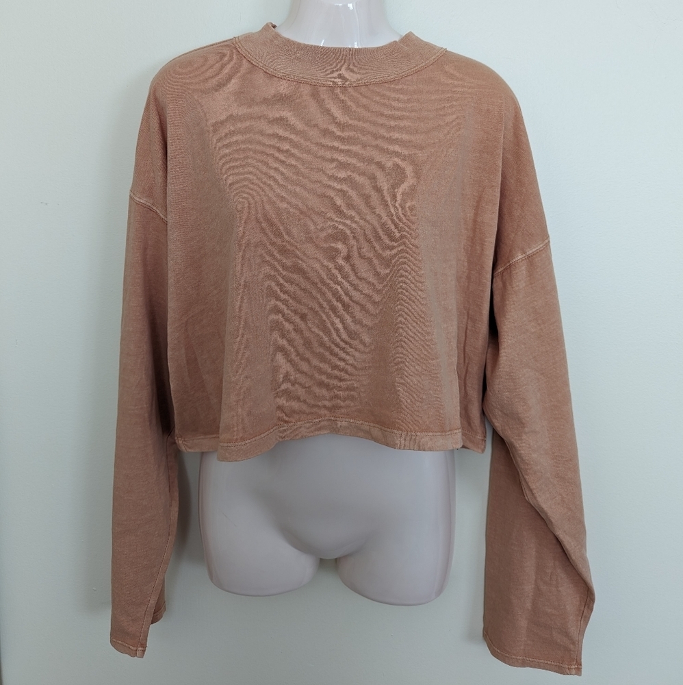 Free People we the free cotton long sleeve T-shirt peach Large - Picture 2 of 11